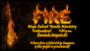 August 20 – High School Youth Ministry Resumes – Wednesdays 7:30pm
